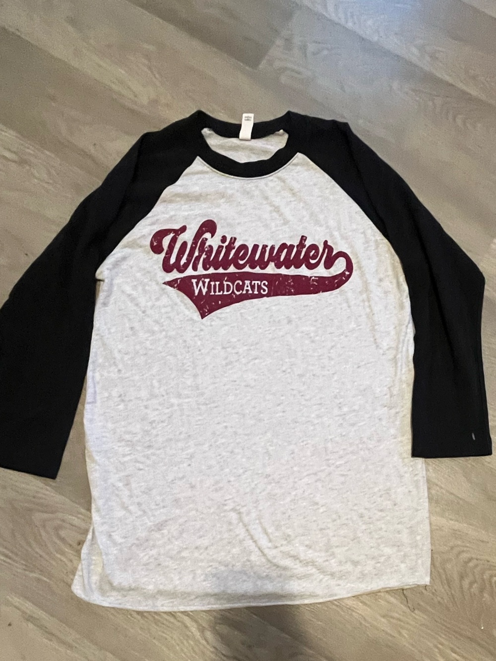 Whitewater Wildcats Women's Raglan Baseball Tee - Black & Heather White